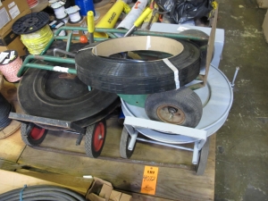 LOT TO INCLUDE: (2) BANDING MACHINES, (1) MOVING DOLLY. LOADING & HANDLING FEE $15-4072